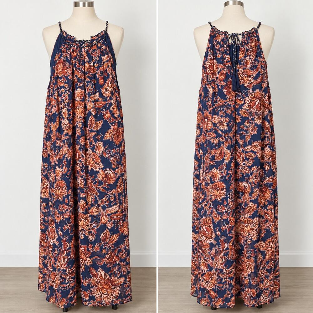 Xhilaration Long Beachy Boho Maxi Dress Womens L Autumn Colors